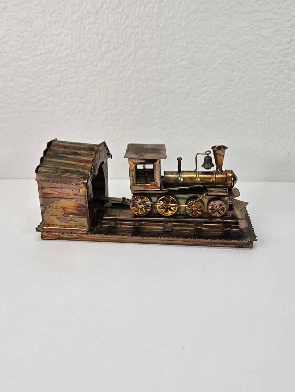 Vtg Berkeley Designs Copper Train Music Box Chattanooga Choo Choo Animated Rusty